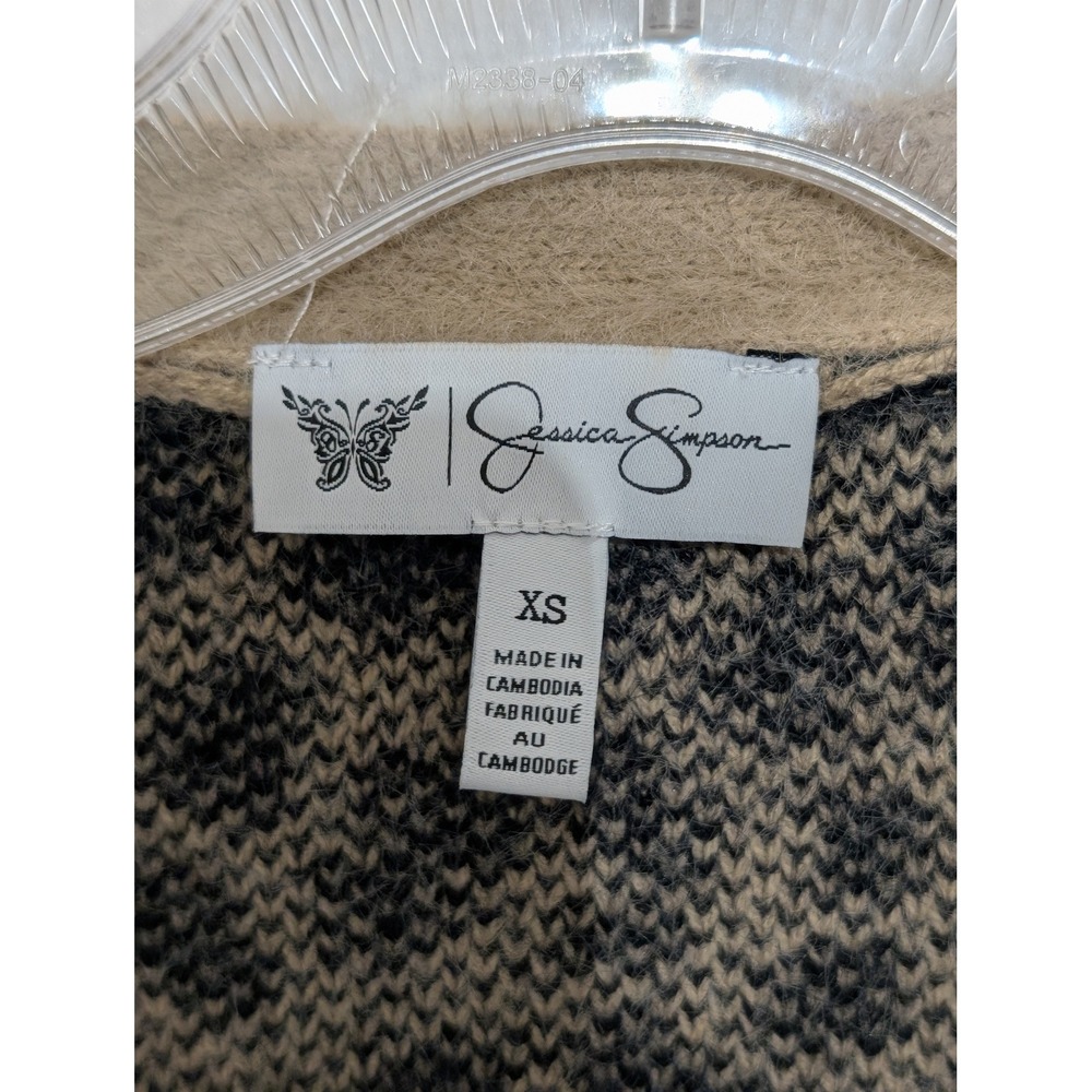 Jessica Simpson Women Leopard Print Fuzzy Knit Button Front Cardigan Sweater XS - Picture 3 of 5